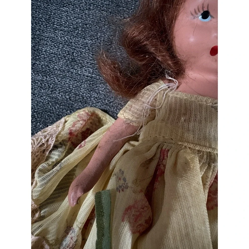 Vtg Nancy Ann Storybook Doll Ring Around A‎ Rosy 5.5 in Bisque Yellow Dress 159